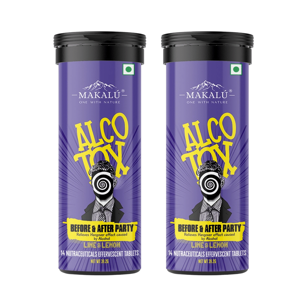Makalu Alcotox Before & After Party Hangover Cure Effervescent Tablet-Lime & Lemon (14 Each)