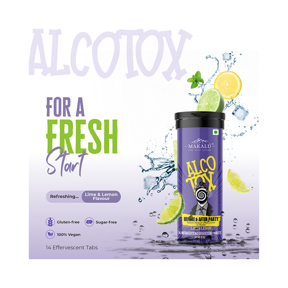 Makalu Alcotox Before & After Party Hangover Cure Effervescent Tablet-Lime & Lemon (14 Each) - Image 4