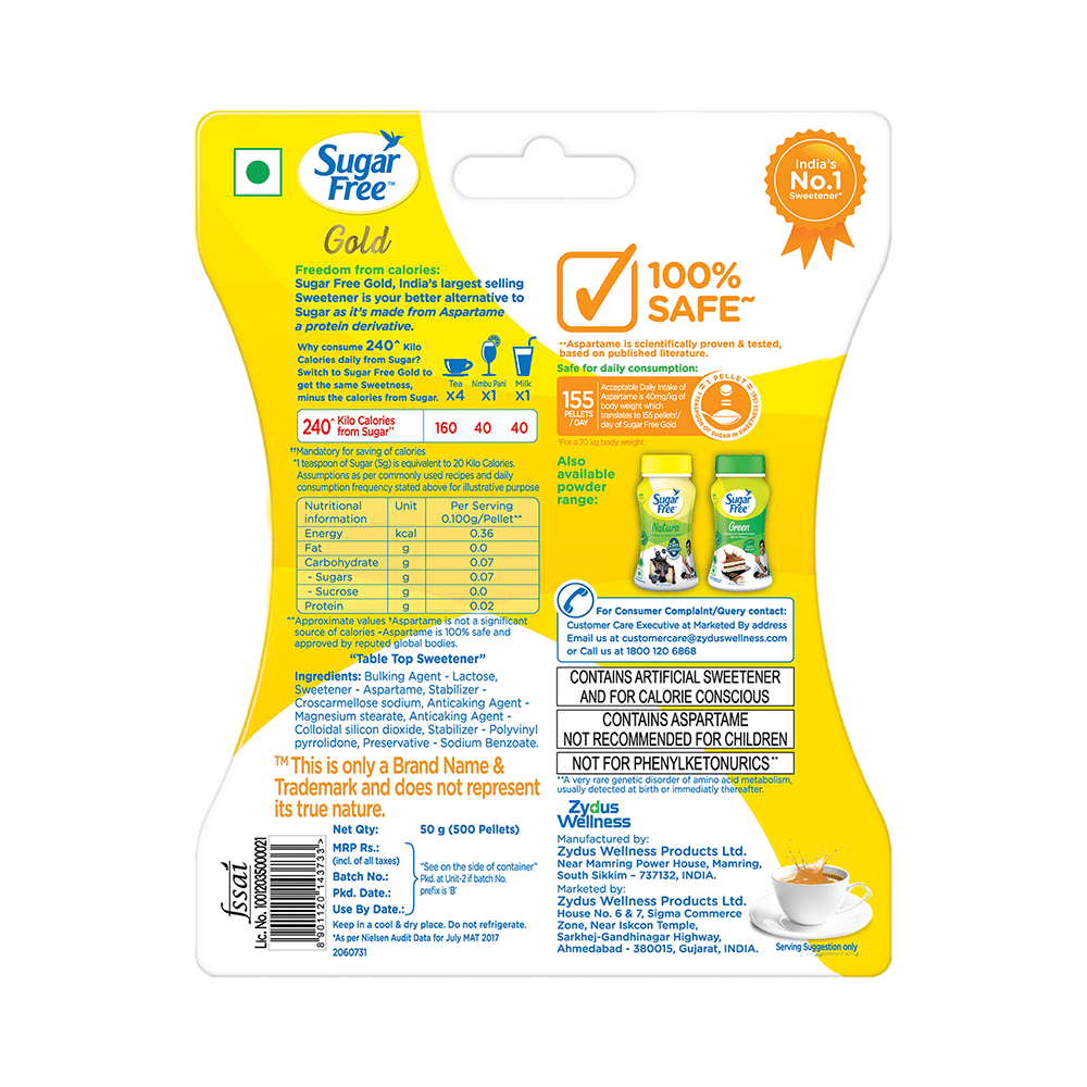 Combo Pack of Sugar Free Gold Low Calorie Aspartame Sweetener Pellet (500) & Kapiva Diafree Juice for Diabetes Care (1L) - Image 3