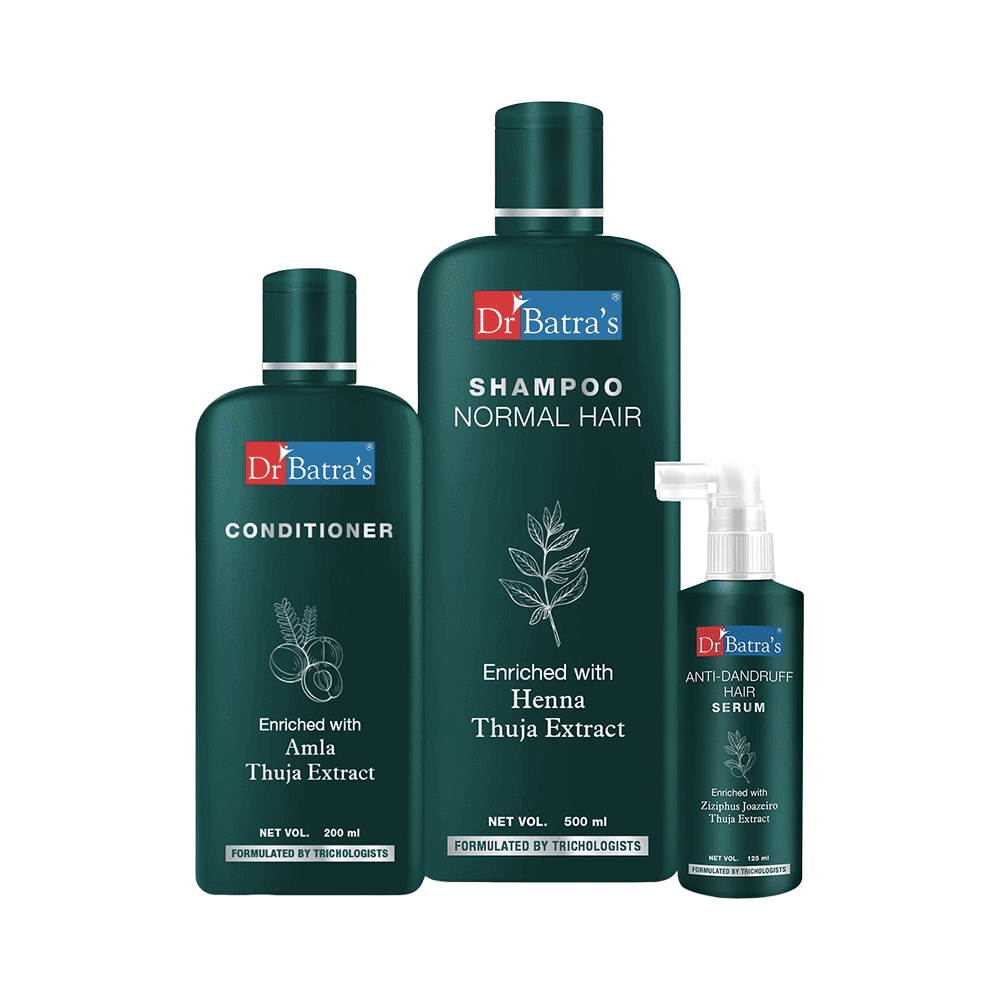 Dr Batra's Combo Pack of Anti-Dandruff Hair Serum 125ml, Conditioner 200ml and Shampoo 500ml - Image 1