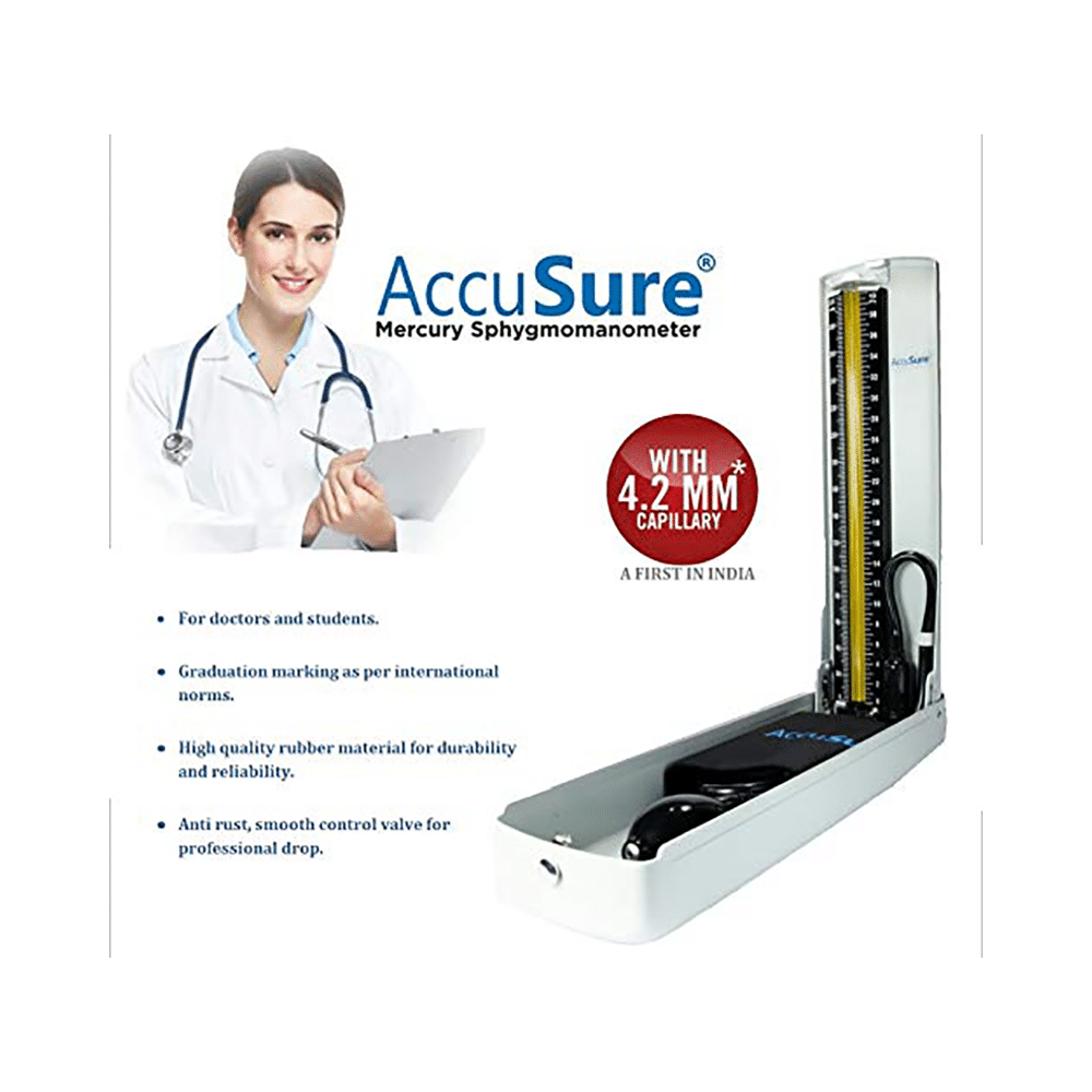 AccuSure Mercury Sphygmomanometer with Free Professional Stethoscope - Image 2