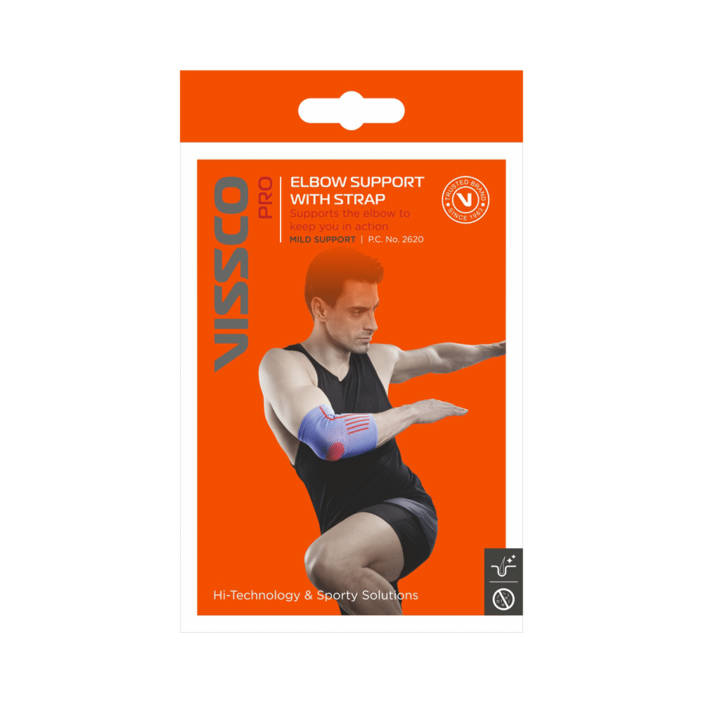 Vissco Pro Elbow Support with Strap 2620 Grey Large - Image 1