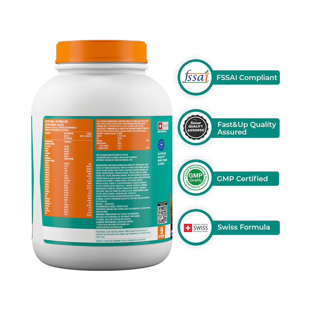 Fast&Up Mass Gainer Advance High Protein Lean Gain Formula Chocolate - Image 4