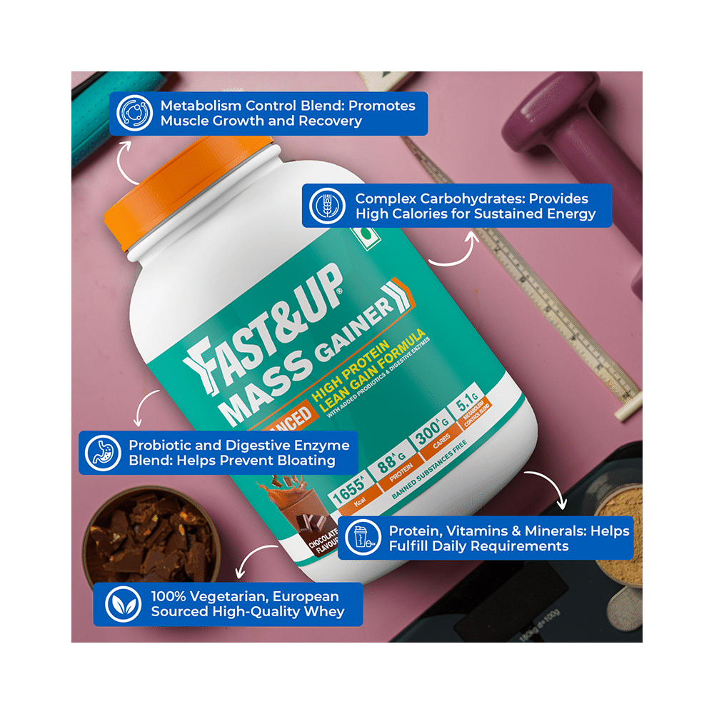 Fast&Up Mass Gainer Advance High Protein Lean Gain Formula Chocolate - Image 5