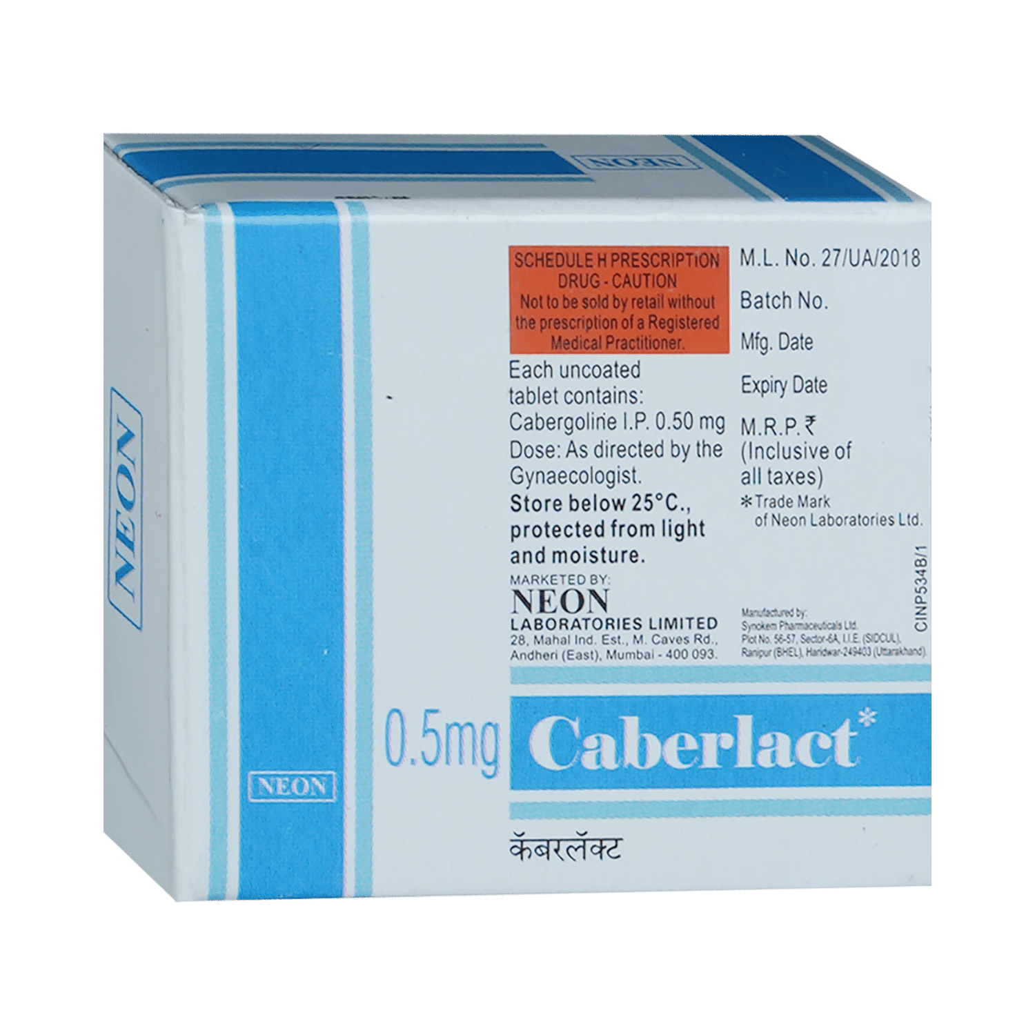 Caberlact 0.5mg Tablet - Image 3