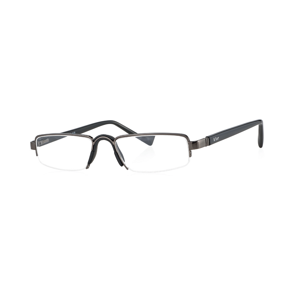 Klar Eye K 1012 Half Rim Rectangle Reading Glasses for Men and Women Shiny Gun Optical Power +2.75 - Image 1