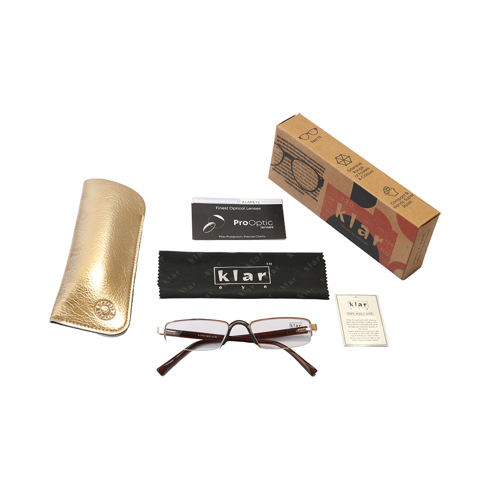 Klar Eye K 1012 Half Rim Rectangle Reading Glasses for Men and Women Shiny Gun Optical Power +2.75 - Image 6