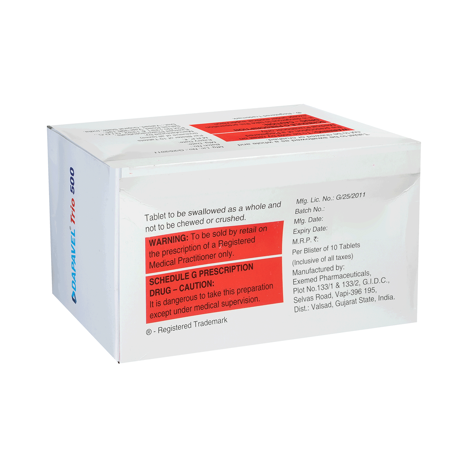 Dapavel Trio 500 Tablet ER - Image 3