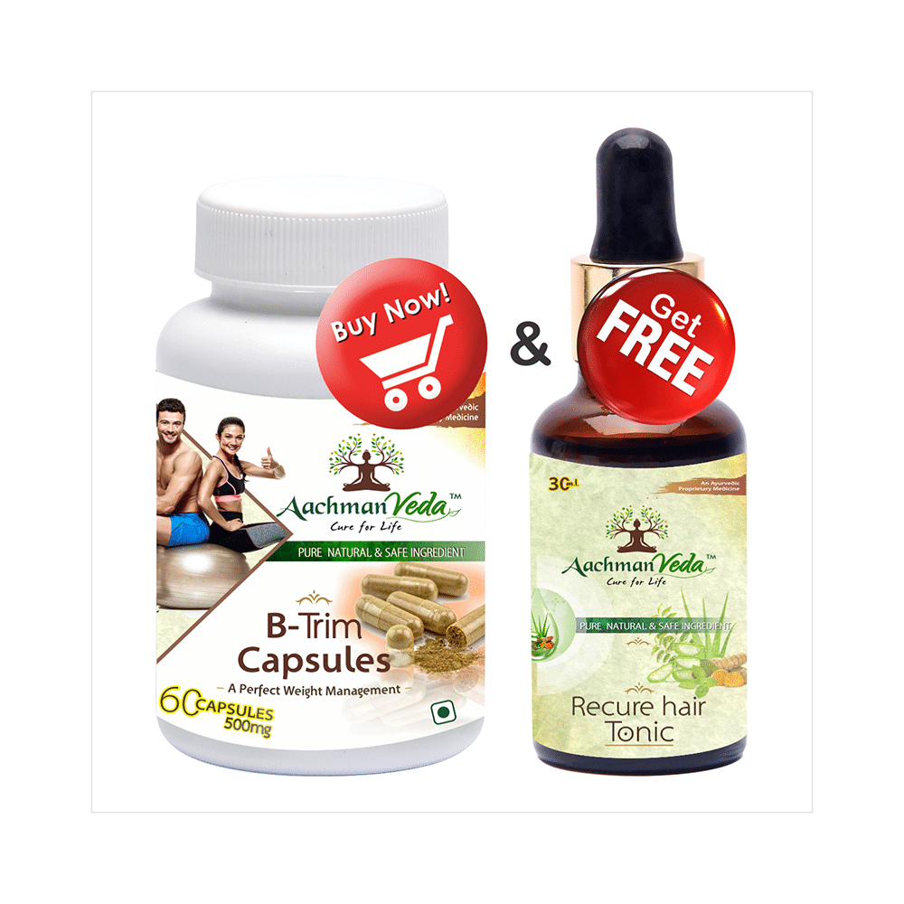 Aachman Veda B-Trim Capsule with Aachman Veda Recure Hair Tonic 30ml Free - Image 4