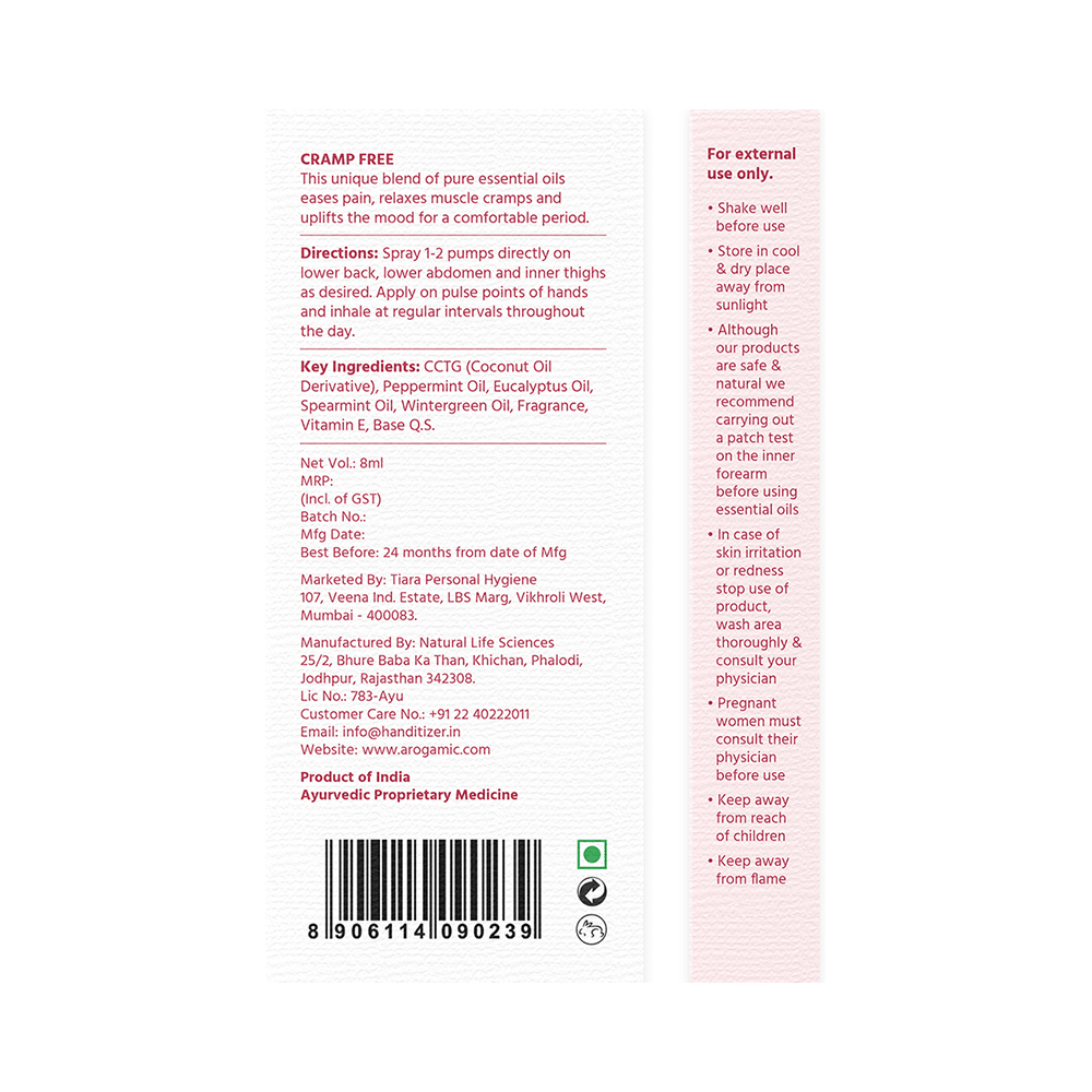 Arogamic Cramp Free Aroma Therapy Spray (8ml Each) - Image 4