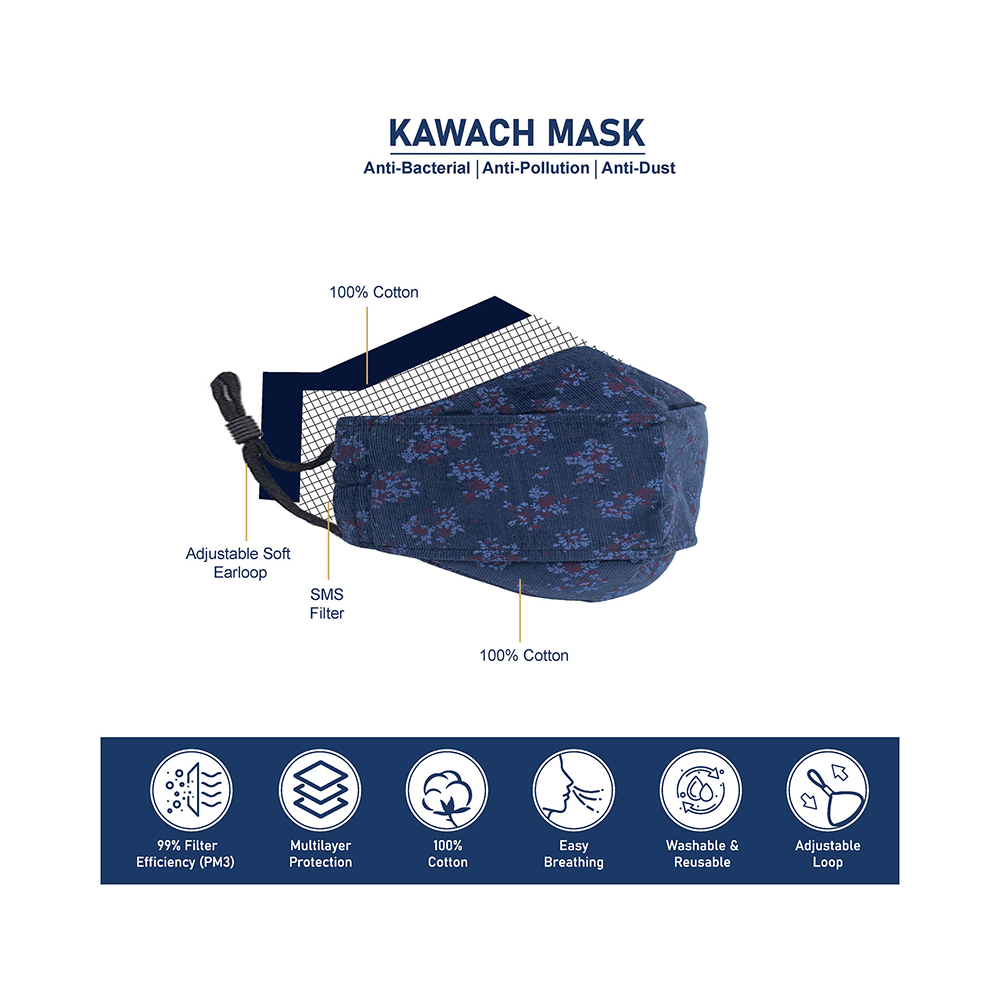 Kawach Premium Cotton Printed Designer Fashion Mask XS - Image 3