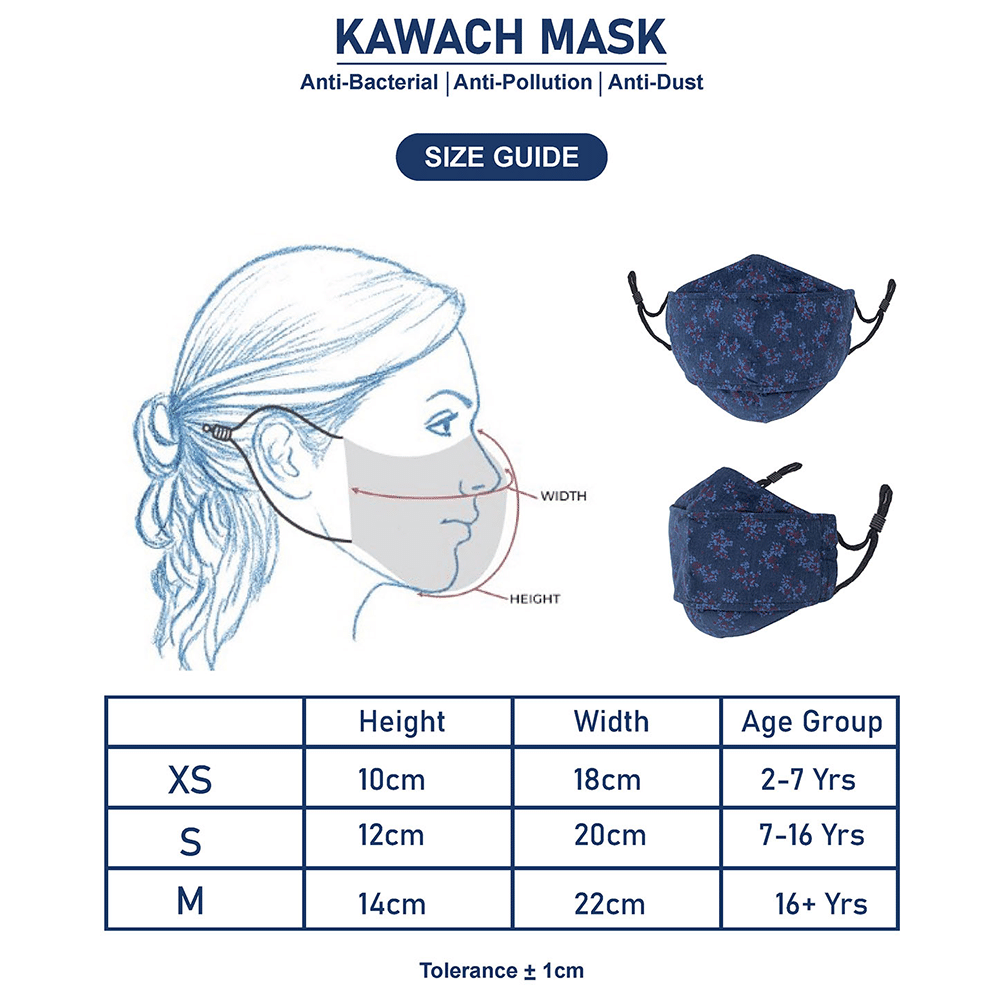 Kawach Premium Cotton Printed Designer Fashion Mask XS - Image 4
