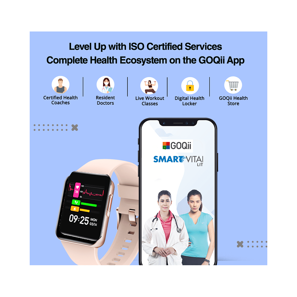 GOQii Smart Vital Lite with 3 Months Health & Personal Coaching Subscription HD Smart Watch Bluish Pink - Image 12