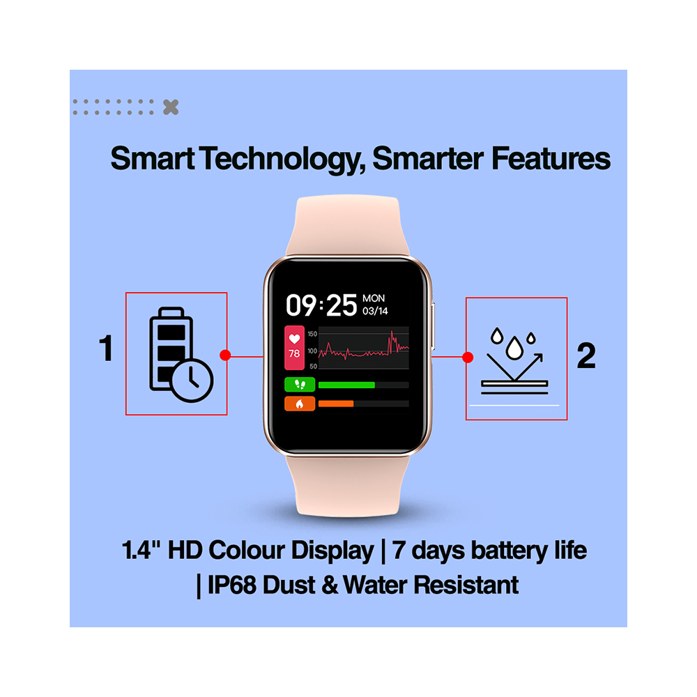 GOQii Smart Vital Lite with 3 Months Health & Personal Coaching Subscription HD Smart Watch Bluish Pink - Image 11