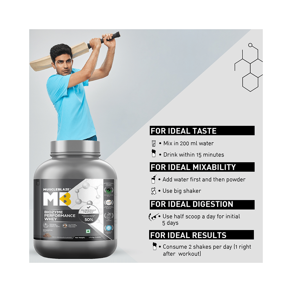 MuscleBlaze MuscleBlaze Biozyme Performance Whey Protein | For Muscle Gain | Improves Protein Absorption | Nutrition Care Powder Rich Chocolate - Image 6