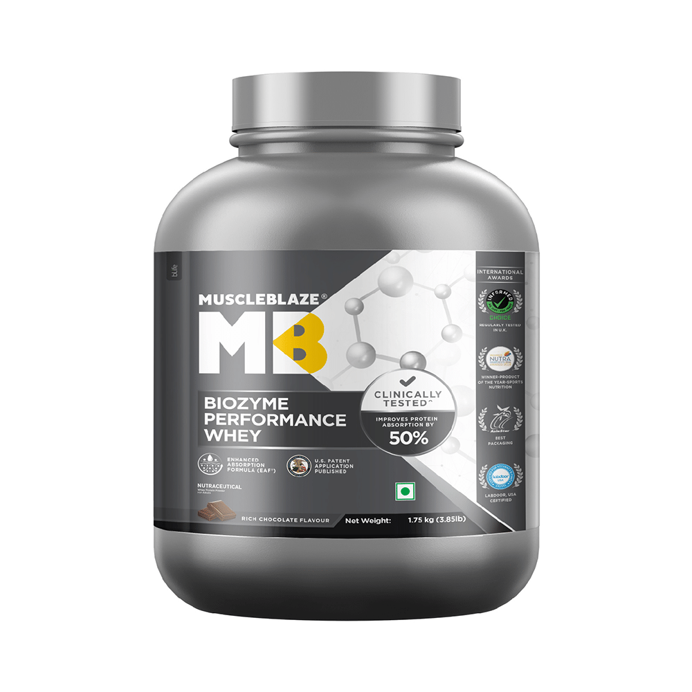 MuscleBlaze MuscleBlaze Biozyme Performance Whey Protein | For Muscle Gain | Improves Protein Absorption | Nutrition Care Powder Rich Chocolate