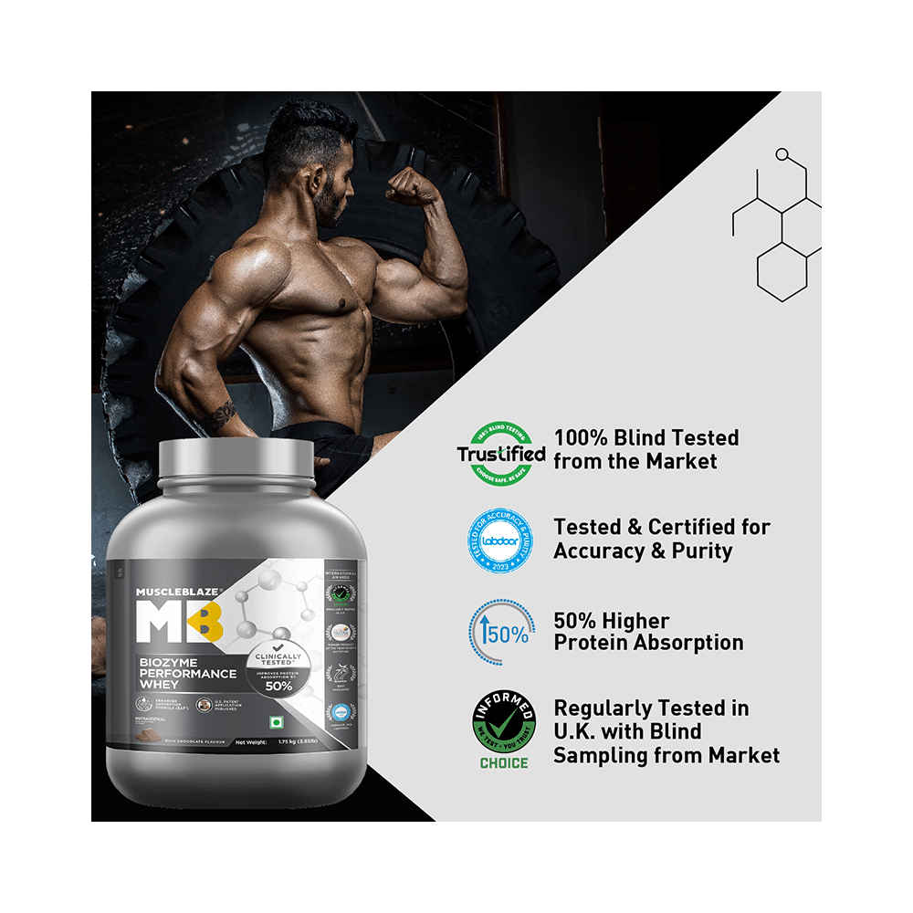 MuscleBlaze MuscleBlaze Biozyme Performance Whey Protein | For Muscle Gain | Improves Protein Absorption | Nutrition Care Powder Rich Chocolate - Image 5