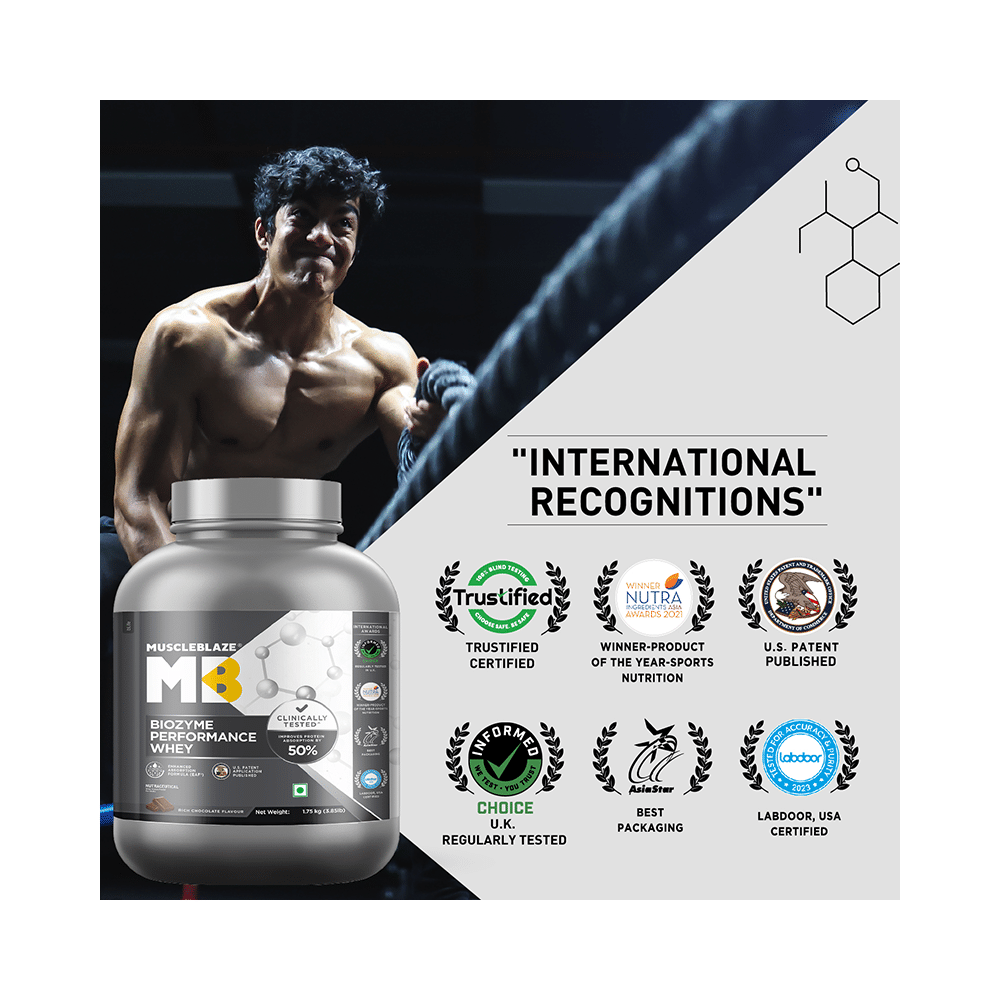 MuscleBlaze MuscleBlaze Biozyme Performance Whey Protein | For Muscle Gain | Improves Protein Absorption | Nutrition Care Powder Rich Chocolate - Image 4