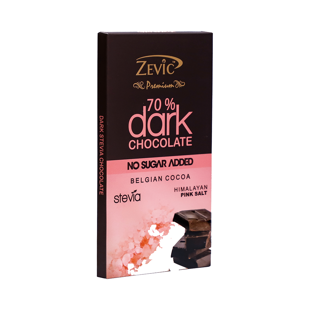 Zevic 70% Dark Chocolate | Diabetic Friendly | Flavour Himalayan Pink Salt - Image 1