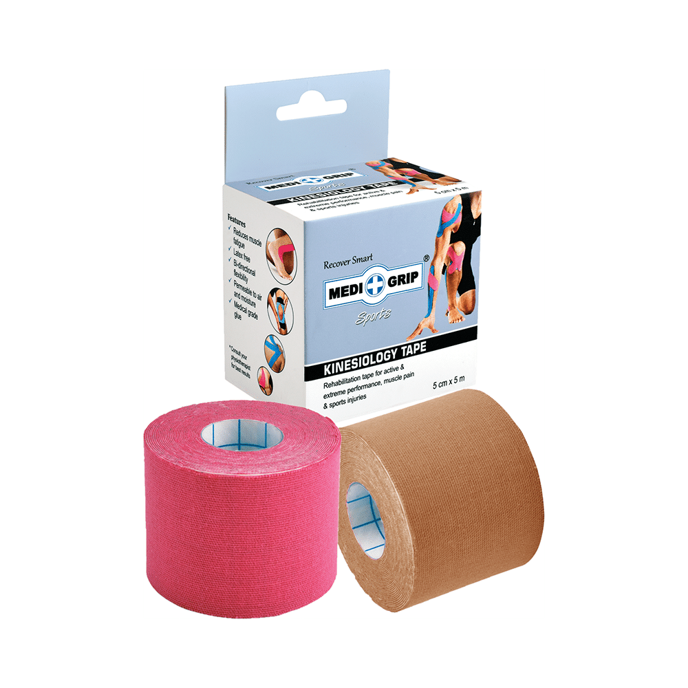 Medigrip Sports Kinesiology Tape 5cm x 5m Brown & Pink - Image 1