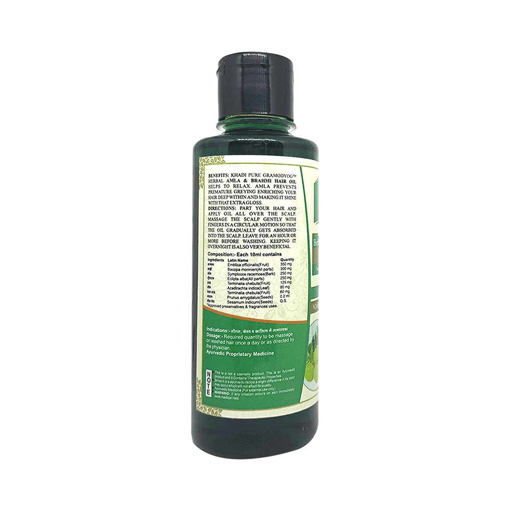 Khadi Pure Combo Pack of Herbal Ayurvedic Coconut Hair Oil & Herbal Amla & Brahmi Hair Oil (210ml Each) - Image 3