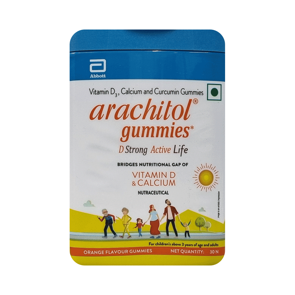 Arachitol Gummies - Vitamin D3+Calcium+Curcumin Gummies Orange Flavour - Image 1