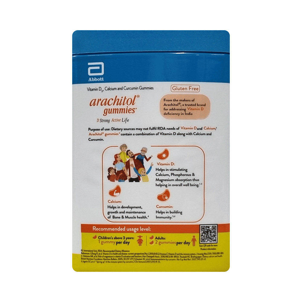 Arachitol Gummies - Vitamin D3+Calcium+Curcumin Gummies Orange Flavour - Image 2