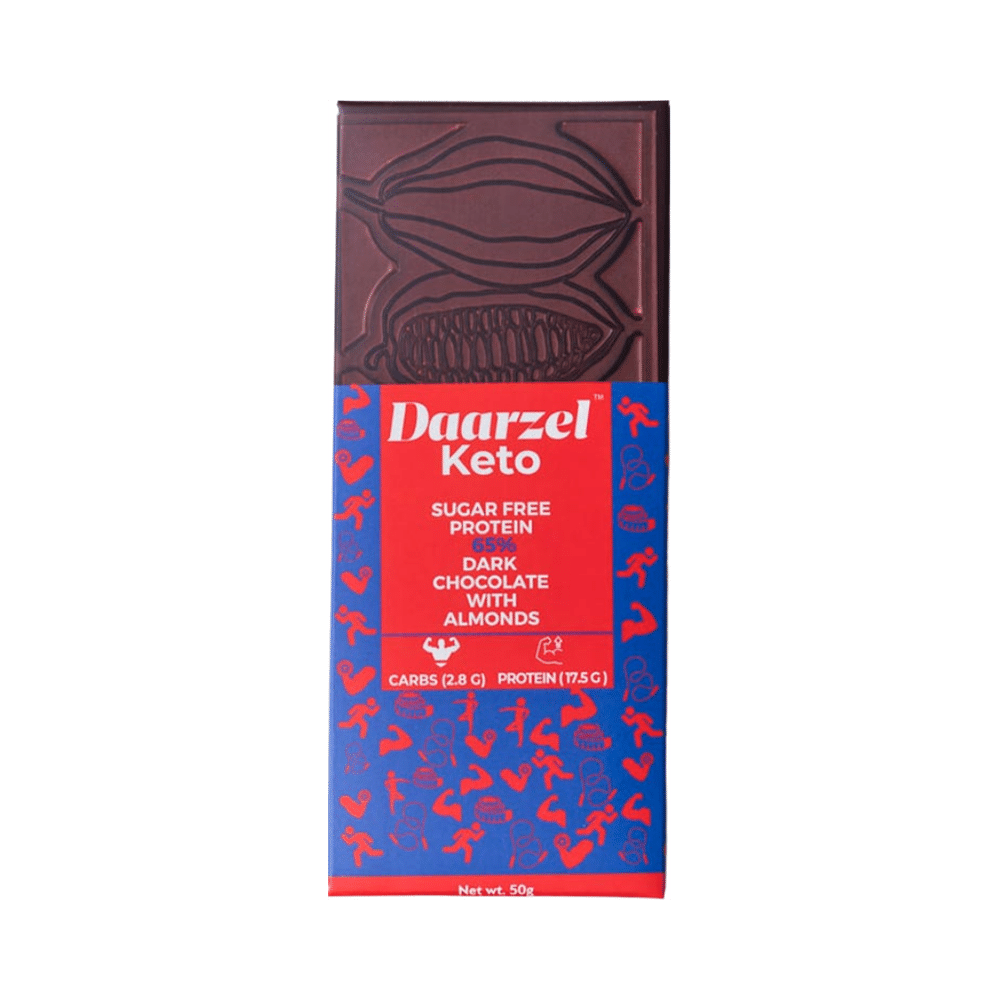 Daarzel Keto Combo Pack of 65% Dark Chocolate with Hazelnuts, 65% Dark Chocolate with Almonds and 72% Dark Chocolate (50gm Each) - Image 2