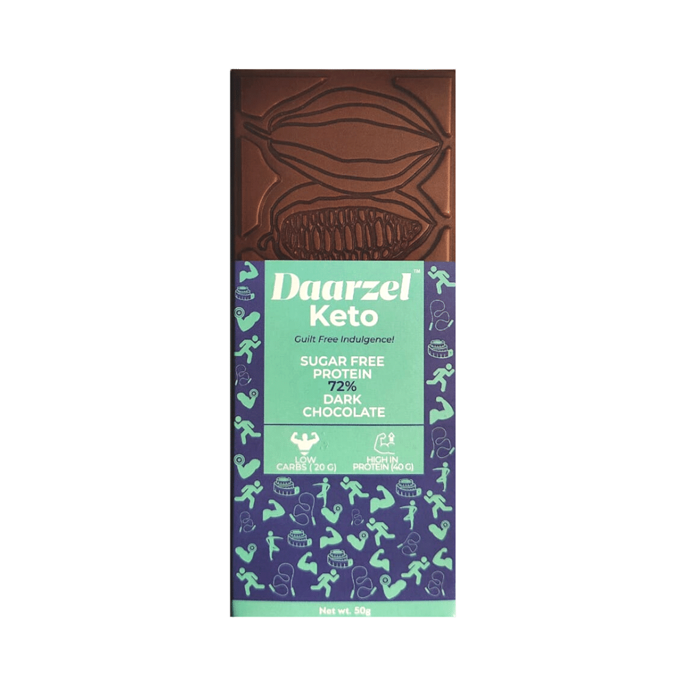 Daarzel Keto Combo Pack of 65% Dark Chocolate with Hazelnuts, 65% Dark Chocolate with Almonds and 72% Dark Chocolate (50gm Each) - Image 12