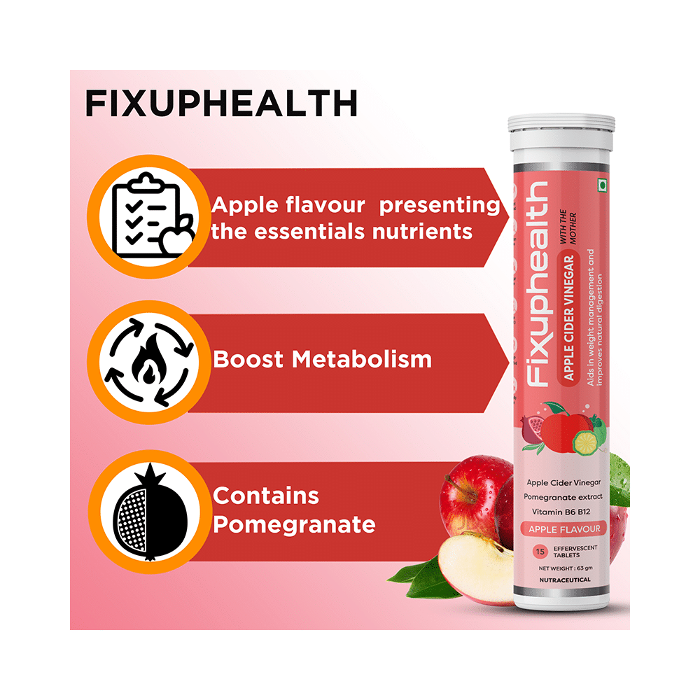 Fixuphealth Apple Cider Vinegar Effervescent Tablet with the Mother (15 Each) Apple - Image 3