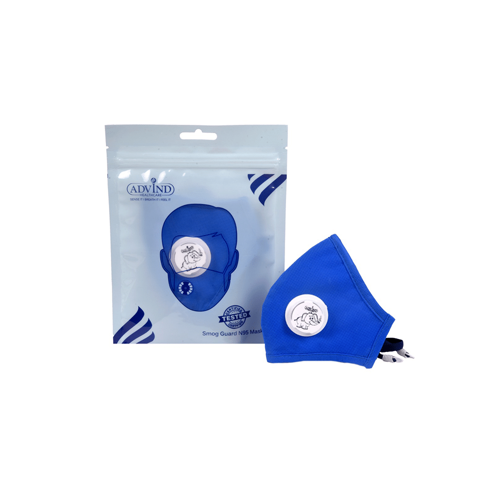 Advind Healthcare Smog Guard N95 Kids Mask with One Valve XS 6-10 Years Yellow, Blue & Beige - Image 5