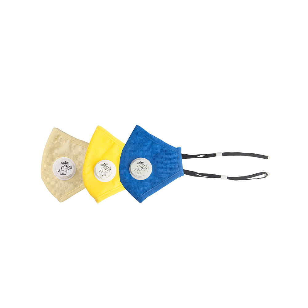 Advind Healthcare Smog Guard N95 Kids Mask with One Valve XS 6-10 Years Yellow, Blue & Beige