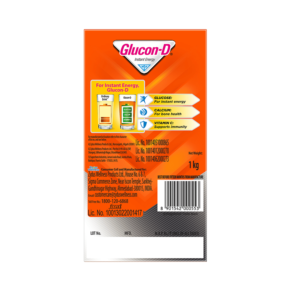 Glucon-D with Glucose, Calcium, Vitamin C & Sucrose | Nutrition Booster Tangy Orange - Image 2