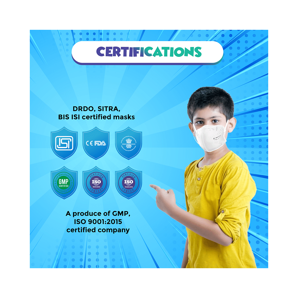 Care View Kids N95 Face Mask with 5 Layered Filtration DRDO SITRA BIS ISI Certified Mask Yellow - Image 5