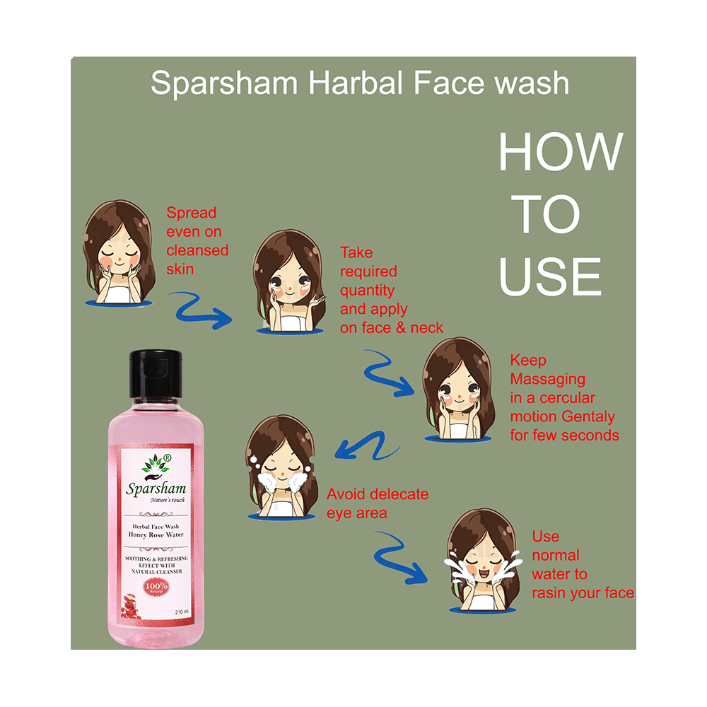 Sparsham Honey Rose Water Herbal Face Wash (210ml Each) - Image 6
