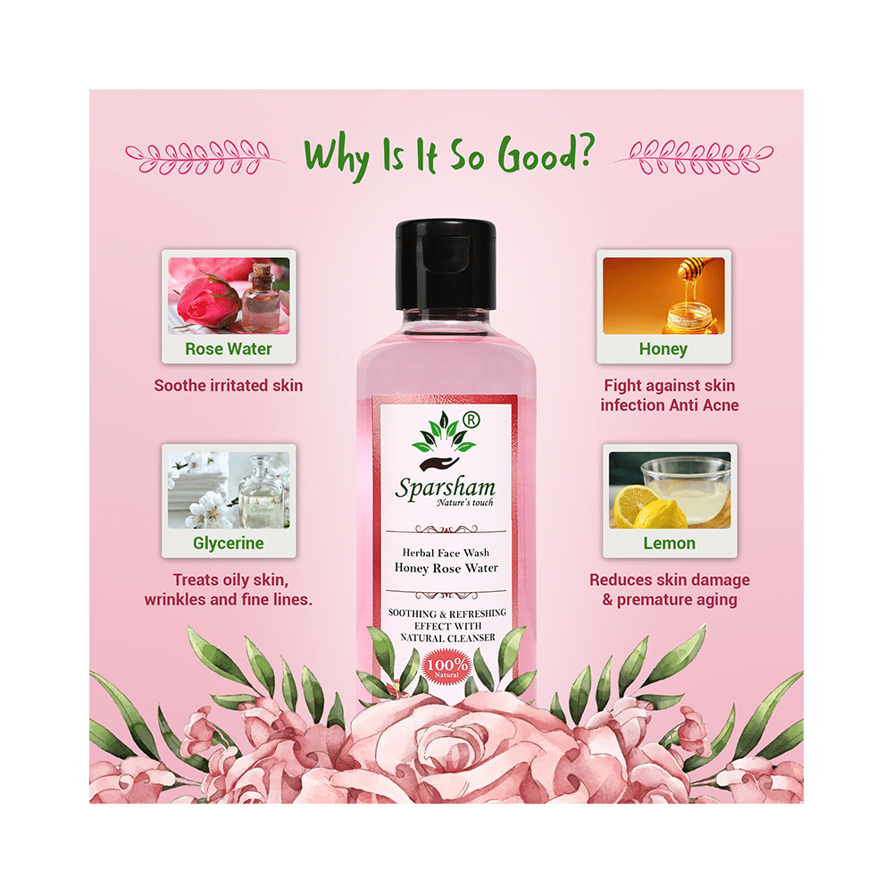 Sparsham Honey Rose Water Herbal Face Wash (210ml Each) - Image 5