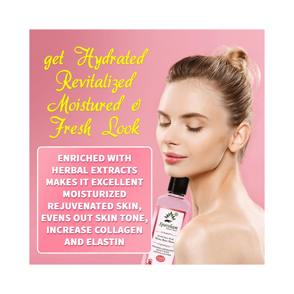 Sparsham Honey Rose Water Herbal Face Wash (210ml Each) - Image 3