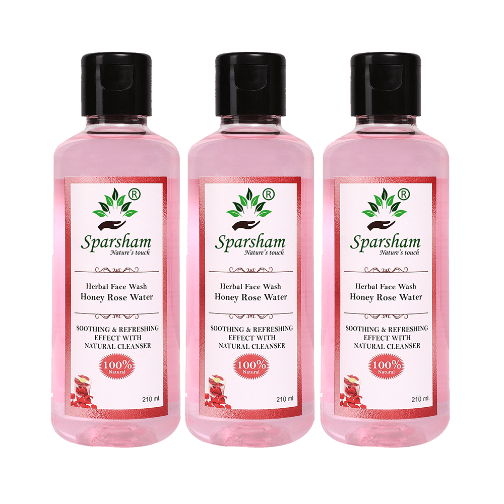 Sparsham Honey Rose Water Herbal Face Wash (210ml Each) - Image 1
