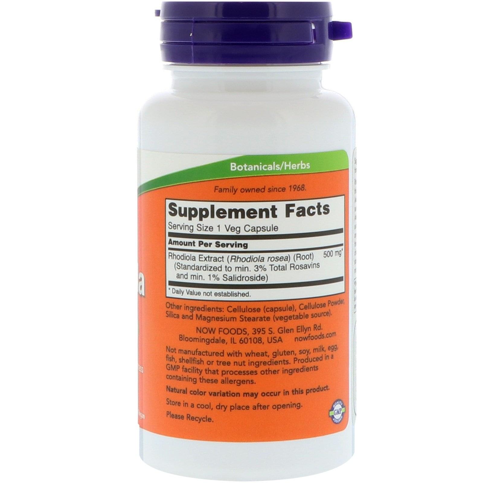 Now Foods Rhodiola 500mg Veg Capsule - Image 2