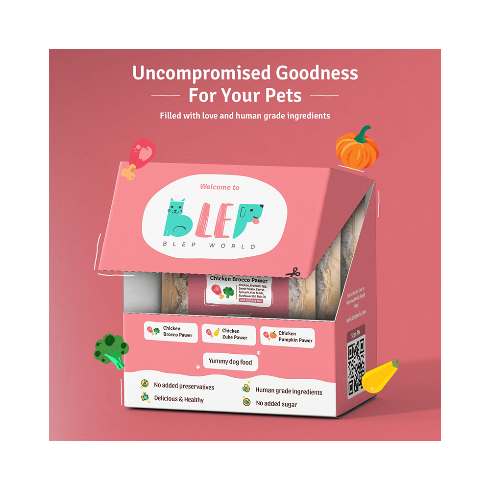 Blep World Combo Pack of 2 Packs of Chicken Brocco Pawer Wet Dog Food, 2 Packs of Chicken Pumpkin Pawer Wet Dog Food & 2 Packs of Chicken Zuke Pawer Wet Dog Food (100gm Each) - Image 3