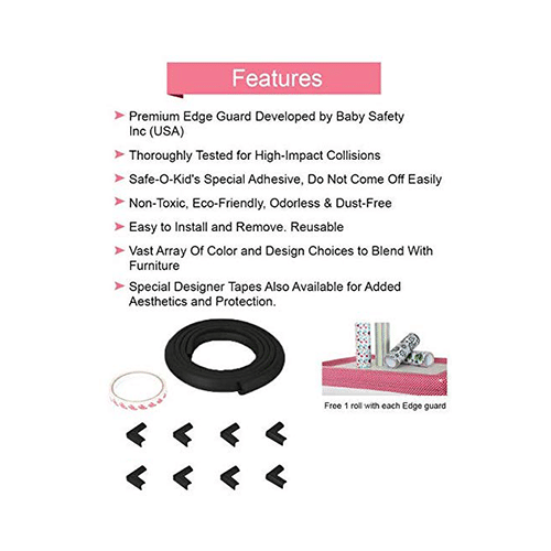 Safe-O-Kid Unique High Density L-Shaped 5mtr Long 2 Edge Guard Strip with 8 Corners Black - Image 2