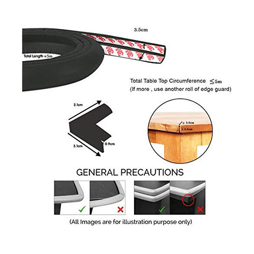 Safe-O-Kid Unique High Density L-Shaped 5mtr Long 2 Edge Guard Strip with 8 Corners Black - Image 4