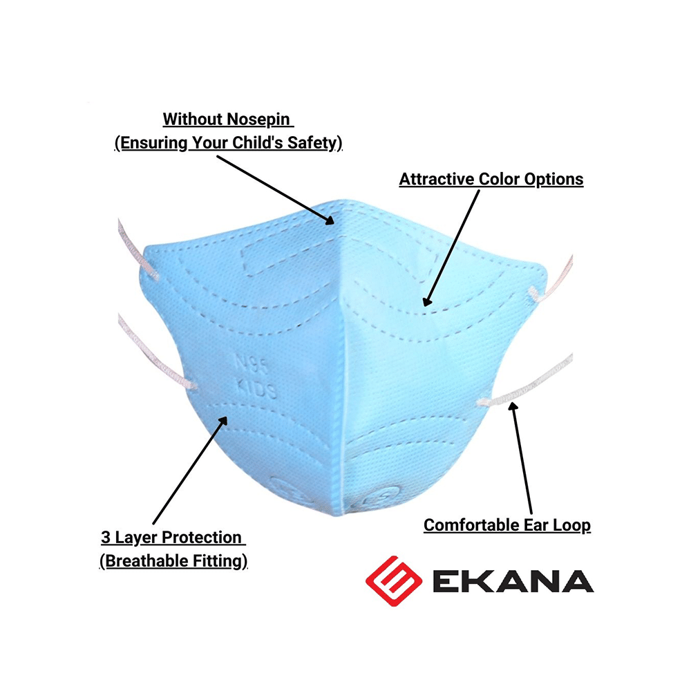 Ekana Kids N95 Mask Orange, Blue, Pink - Image 3