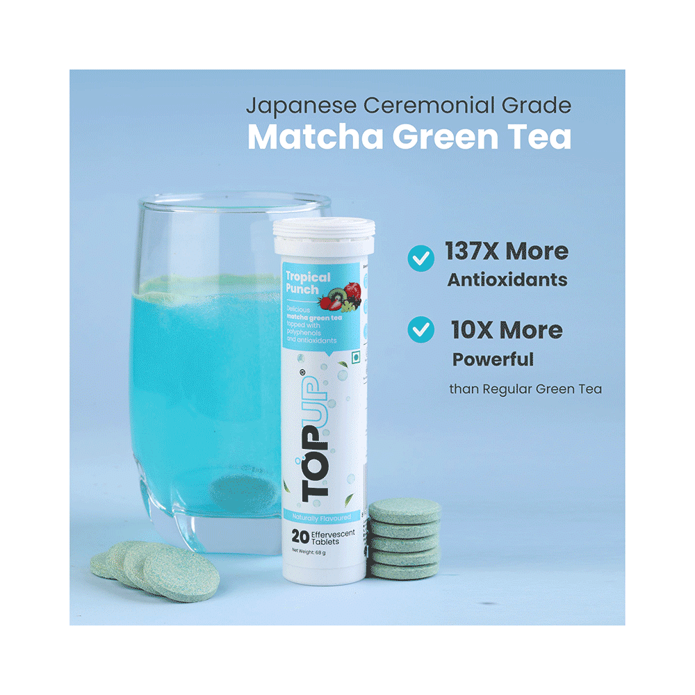 TopUp Delicious Matcha Green Tea Effervescent Tablet (20 Each) Tropical Punch - Image 3