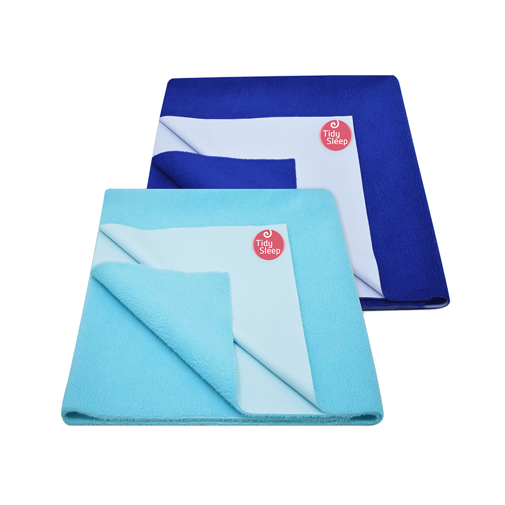 Tidy Sleep Water Proof & Washable Baby Care Dry Sheet & Bed Protector Small Baby Blue and Royal Blue - Image 1