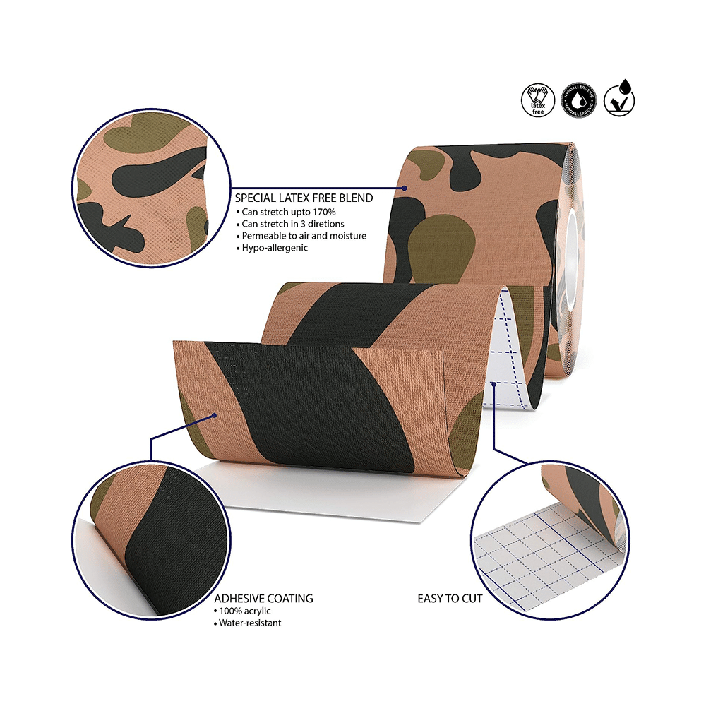 Healthtrek Printed Kinesiology Tape for Physiotherapy Brown - Image 3