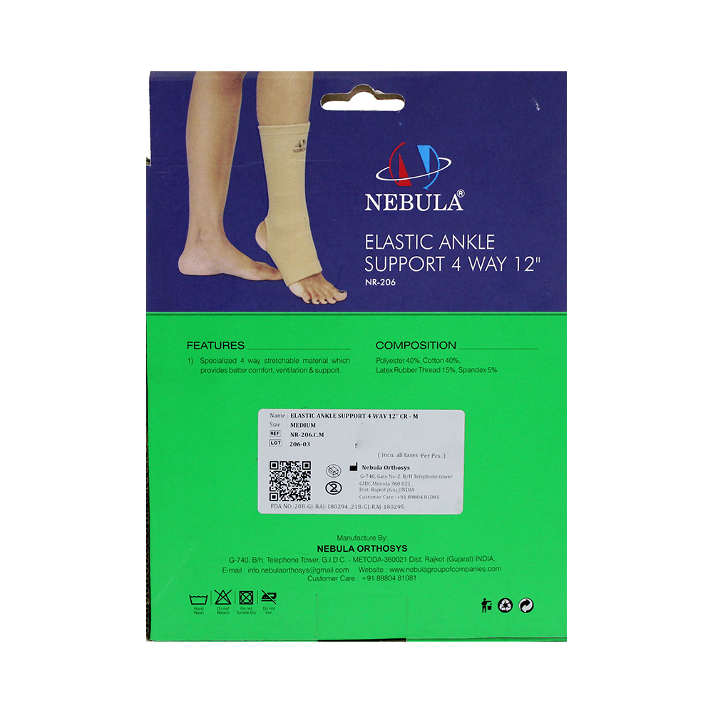 Nebula NR 206 Elastic Ankle Support 4 Way 12 inch Medium Cream - Image 3