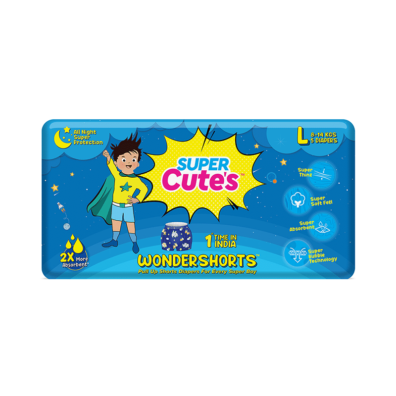 Super Cute's Large Wondershorts Pull Up Shorts Diaper (5 Each) - Image 1