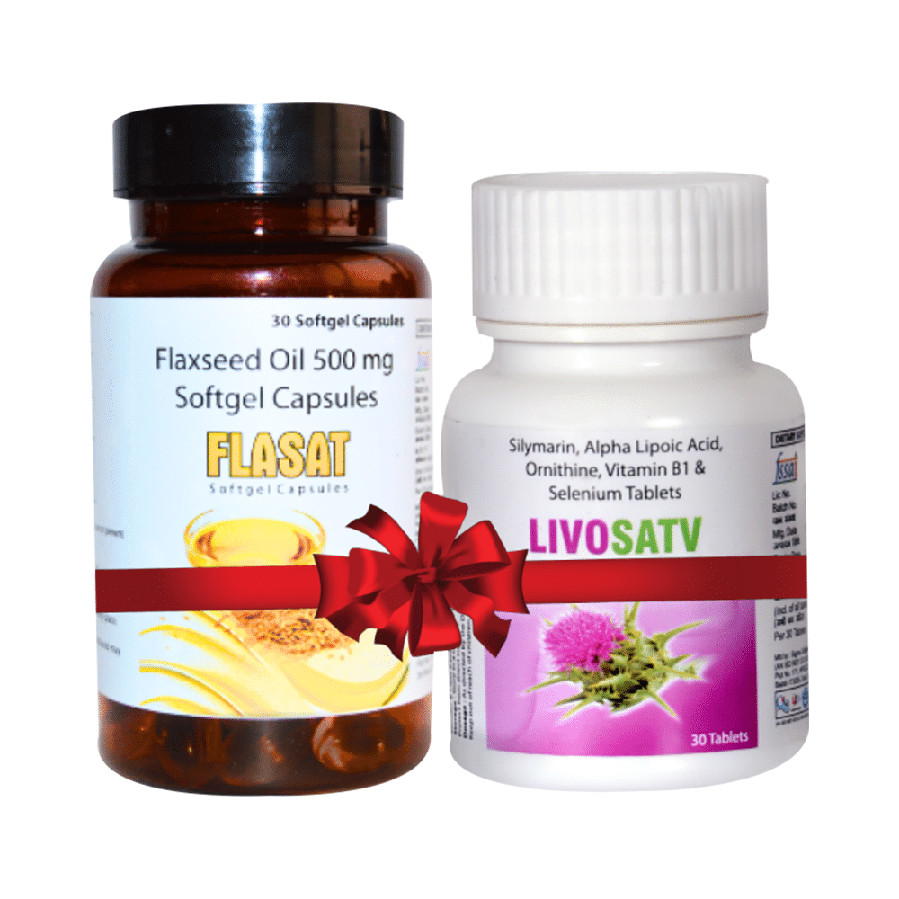 iNeutra Combo Pack of Flasat Flaxseed Oil Softgel Capsule & Livosatv Tablet (30 Each)