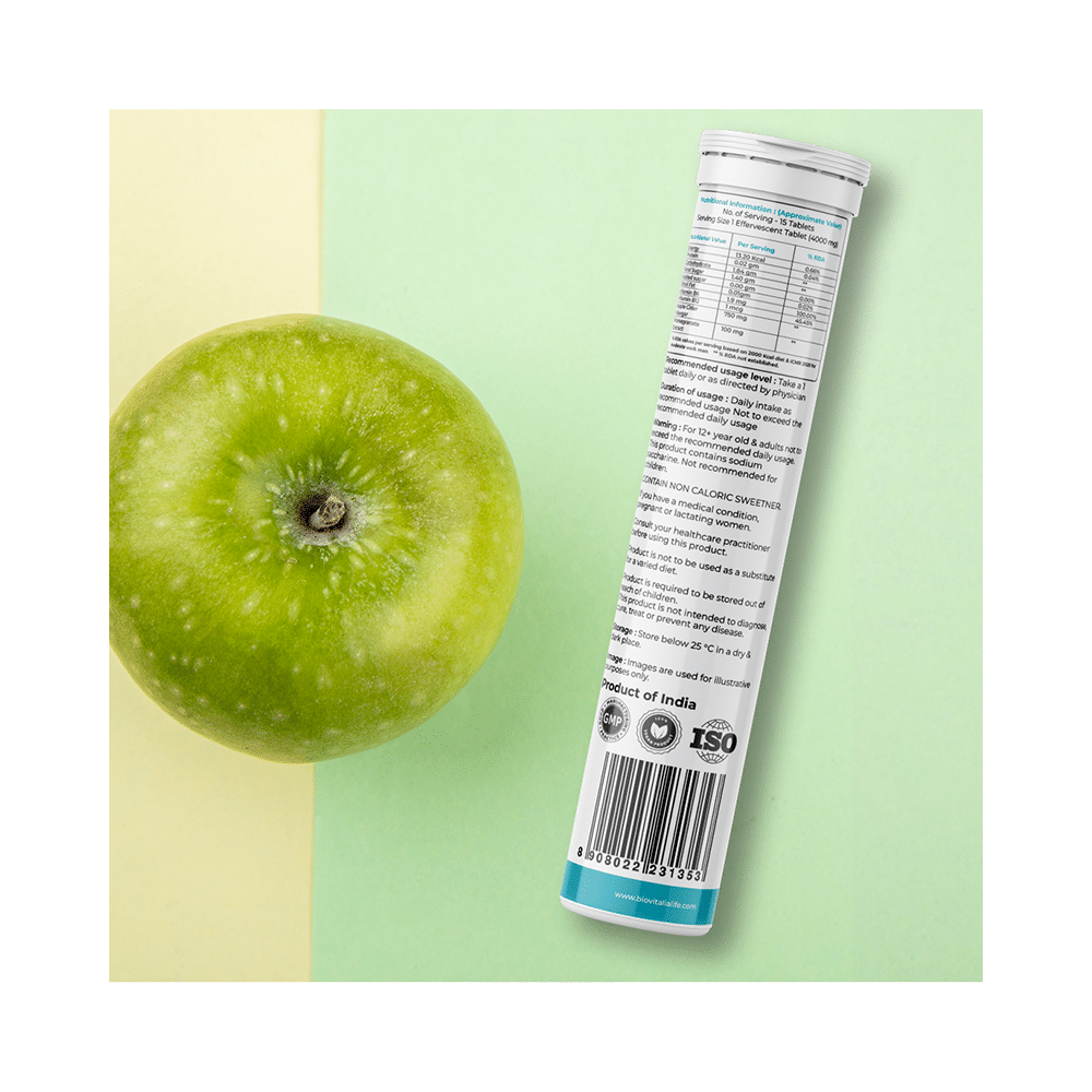 Biovitalia Organics Apple Cider Vinegar Effervescent Tablet Green Apple - Image 3